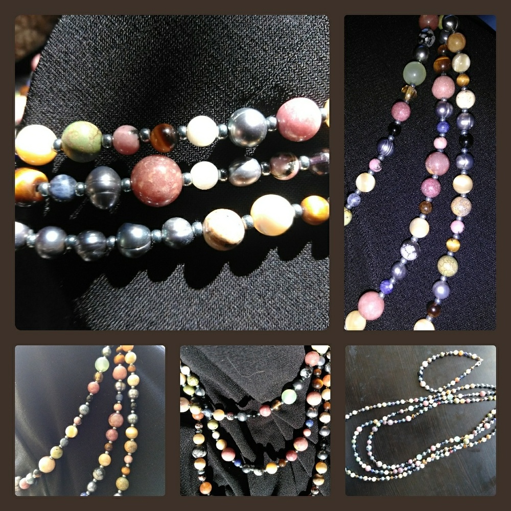 Precious Stone and Pearl Necklace